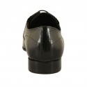 Men's elegant pointy laced derby shoe with elastic bands in smooth black leather - Available sizes:  36, 47, 50