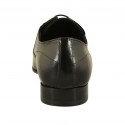 Zapato derby elegante para hombre de forma afilada con cordones y elasticos en piel suave de color negro - Tallas disponibles:  36, 47, 48, 50