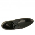 Men's elegant pointy laced derby shoe with elastic bands in smooth black leather - Available sizes:  36, 47, 50
