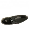 Men's elegant pointy laced derby shoe with elastic bands in smooth black leather - Available sizes:  36, 47, 48, 50