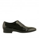 Chaussure richelieu à lacets pour hommes en cuir verni lisse noir - Pointures disponibles:  37, 48, 49