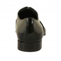 Eleganter Herrenoxfordschuh mit Schnürsenkeln aus schwarzem glattem Lackleder - Verfügbare Größen:  37, 38, 47