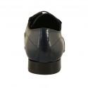 Eleganter Derbyschuh für Herren mit Schnürsenkeln, Gummibändern und spitzer Spitze aus glattem blauem Leder - Verfügbare Größen:  37, 38, 48, 49, 50