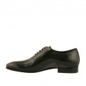 Elegant men's pointy Oxford shoe with laces in black smooth leather - Available sizes:  47, 49, 50