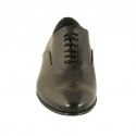 Elegante zapato oxford de forma afilada para hombre con cordones en piel lisa negra - Tallas disponibles:  47, 49, 50