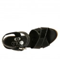 Woman's strap sandal in black patent leather with platform and wedge 9 - Available sizes:  42