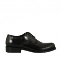 Chaussure derby pour hommes à lacets avec bout droit fleuri en cuir noir - Pointures disponibles:  38, 50