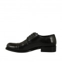 Zapato derby para hombre con cordones y puntera floral en piel de color negro - Tallas disponibles:  38, 50