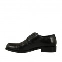 Zapato derby para hombre con cordones y puntera floral en piel de color negro - Tallas disponibles:  38