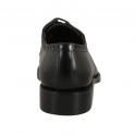 Chaussure derby pour hommes à lacets avec bout droit fleuri en cuir noir - Pointures disponibles:  38, 50