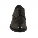 Zapato derby para hombre con cordones y puntera floral en piel de color negro - Tallas disponibles:  38, 50