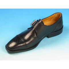 Zapato elegante con hebilla y puntera floral para hombre en piel negra - Tallas disponibles:  52, 53, 54 2