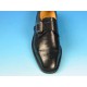 Men's elegant shoe with buckle and floral captoe in black leather - Available sizes:  52, 53, 54