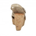 Woman's sandal in taupe pierced leather with platform and wedge 9 - Available sizes:  42