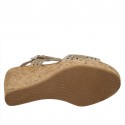 Woman's sandal in taupe pierced leather with platform and wedge 9 - Available sizes:  42