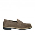 Men's loafer in taupe suede and printed suede - Available sizes:  50