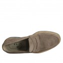 Men's loafer in taupe suede and printed suede - Available sizes:  50