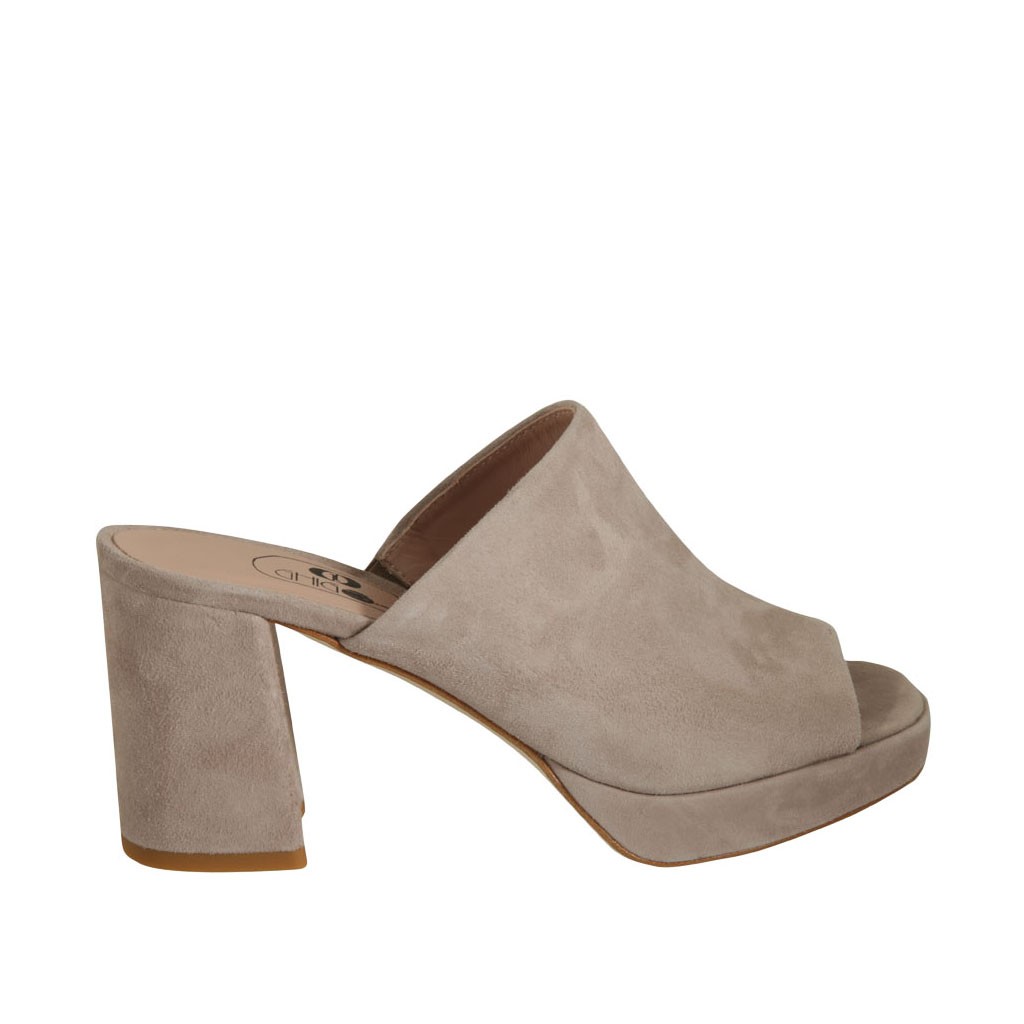grey suede mules
