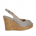 Woman's sandal in grey suede wedge heel 10 - Available sizes:  42