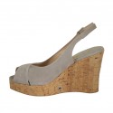 Woman's sandal in grey suede wedge heel 10 - Available sizes:  42