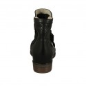 Woman's boot with zipper and buckle in black leather and pierced leather heel 2 - Available sizes:  33