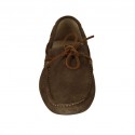 Men's laced car shoe in taupe suede - Available sizes:  52