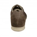 Zapato deportivo con cordones para hombre en gamuza gris pardo y piel y tela gris  - Tallas disponibles:  47