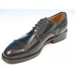 Chaussure derby à lacets avec bout droit fleuri pour hommes en cuir noir - Pointures disponibles:  54 2