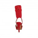 Damenplateausandale aus rotem elastischem Stoff Absatz 11 - Verfügbare Größen:  32, 33, 34, 42, 43, 46