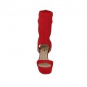 Woman's sandal with platform in red elastic fabric heel 11 - Available sizes:  32, 34, 42