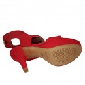 Sandalo da donna con plateau in tessuto elasticizzato rosso tacco 11 - Misure disponibili: 32, 33, 34, 42, 43, 46