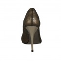 Escarpin à bout ouvert pour femmes avec Plateau en cuir imprimé lamé bronze talon 11 - Pointures disponibles:  31