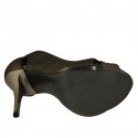 Woman's open toe pump with platform in bronze printed laminated leather heel 11 - Available sizes:  31