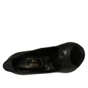 Zapato de salon abierto en punta para mujer con plataforma en piel negra tacon 11 - Tallas disponibles:  31