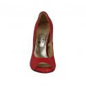 Woman's open toe pump with platform in red leather heel 11 - Available sizes:  31