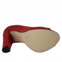 Scarpa da donna aperta in punta con plateau in pelle rossa tacco 11 - Misure disponibili: 31, 33, 34, 42