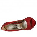 Zapato de salon abierto en punta para mujer con plataforma en piel roja tacon 11 - Tallas disponibles:  31