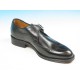 Men's elegant shoe with buckle and wingtip decorations in black leather - Available sizes:  50, 52, 54