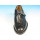 Men's elegant shoe with buckle and wingtip decorations in black leather - Available sizes:  50, 52, 54
