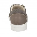 Men's laced sports shoe in grey fabric and taupe and white leather - Available sizes:  38