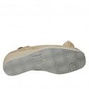 Sandalo da donna con fiocco e plantare estraibile in camoscio beige zeppa 4 - Misure disponibili: 33, 34, 42, 43, 44