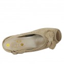 Sandale pour femmes avec noeud et semelle interieur amovible en daim beige talon compensé 4 - Pointures disponibles:  43