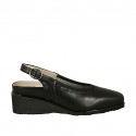 Zapato destalonado para mujer con plantilla extraible en piel negra cuña 4 - Tallas disponibles:  33