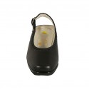 Slingback für Damen mit herausnehmbarer Innensohle aus schwarzem Leder Keilabsatz 4 - Verfügbare Größen:  33, 34, 42, 43, 44