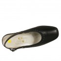 Woman's slingback pump with removable insole in black leather wedge heel 4 - Available sizes:  33, 34