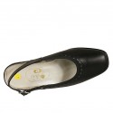 Woman's slingback pump with removable insole in black leather wedge heel 4 - Available sizes:  33