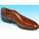 Men's laced derby shoe with Brogue decorations in brown leather - Available sizes:  52