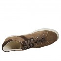 Men's laced casual shoe in brown and hazelnut suede - Available sizes:  46