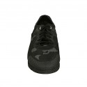 Men's laced casual shoe in black and grey leather and fabric - Available sizes:  46