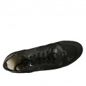 Chaussure sportif à lacets pour hommes en cuir et tissu noir et gris - Pointures disponibles:  46
